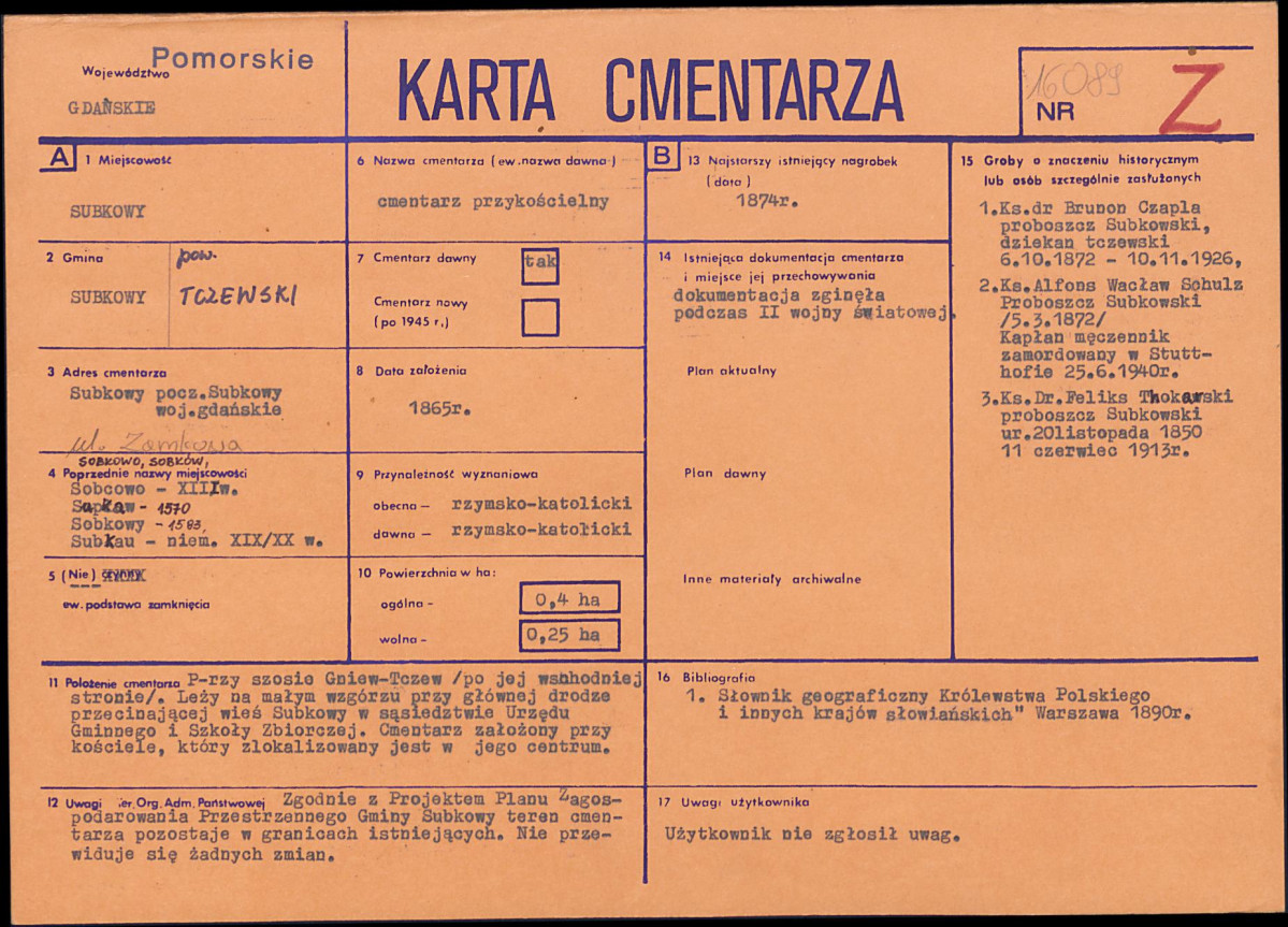 KC - Karta cmentarza, skan nr 1