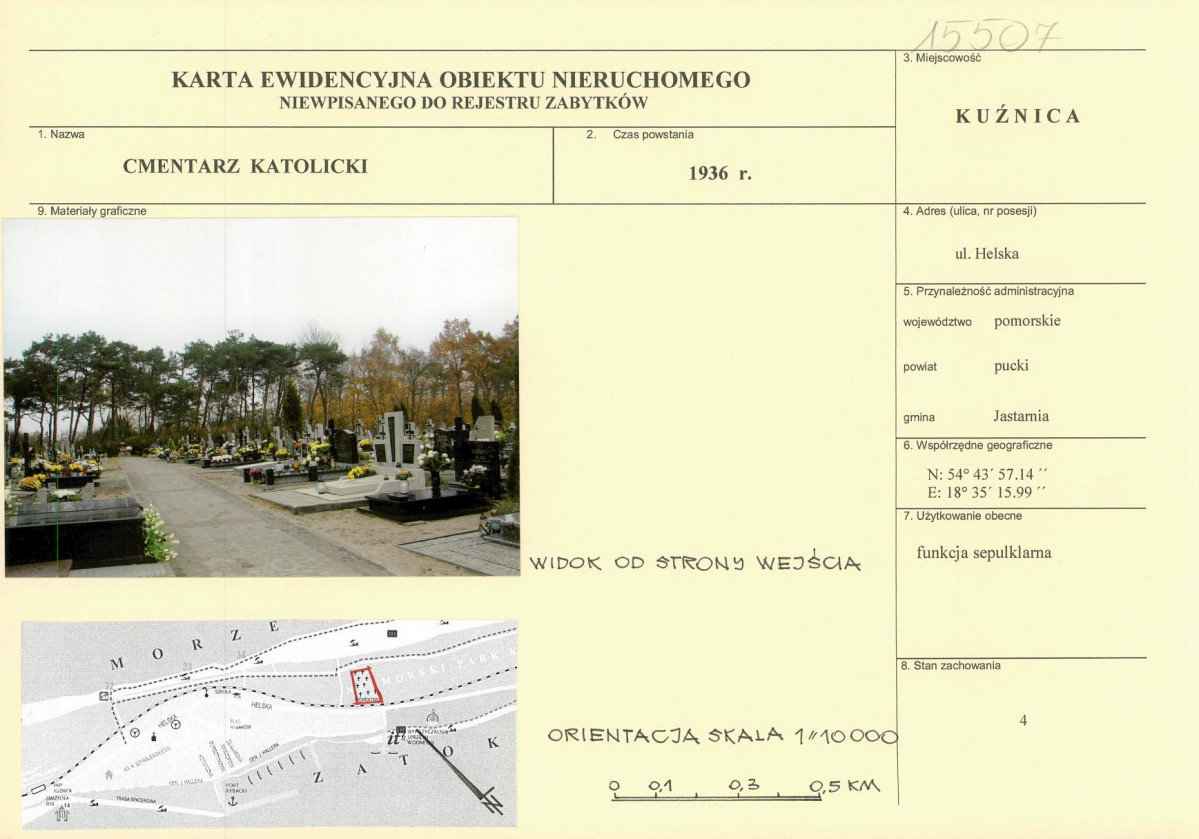 Karta obiektu niewpisanego do rejestru, skan nr 1