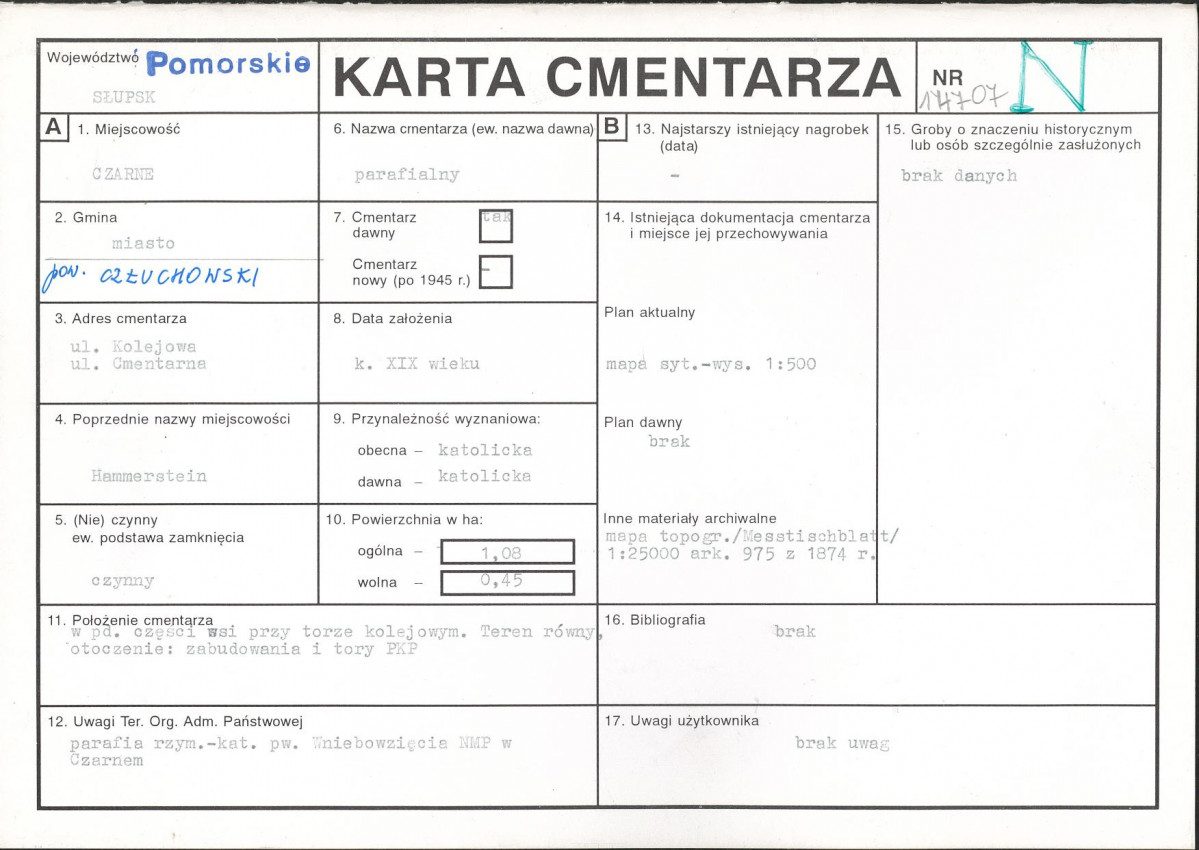KC - Karta cmentarza, skan nr 1