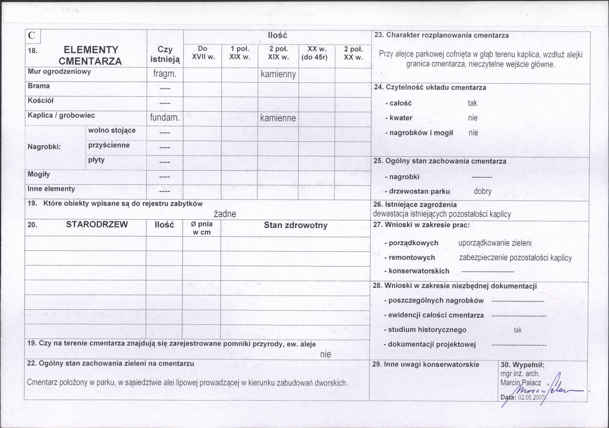 Karta cmentarza, skan nr 2