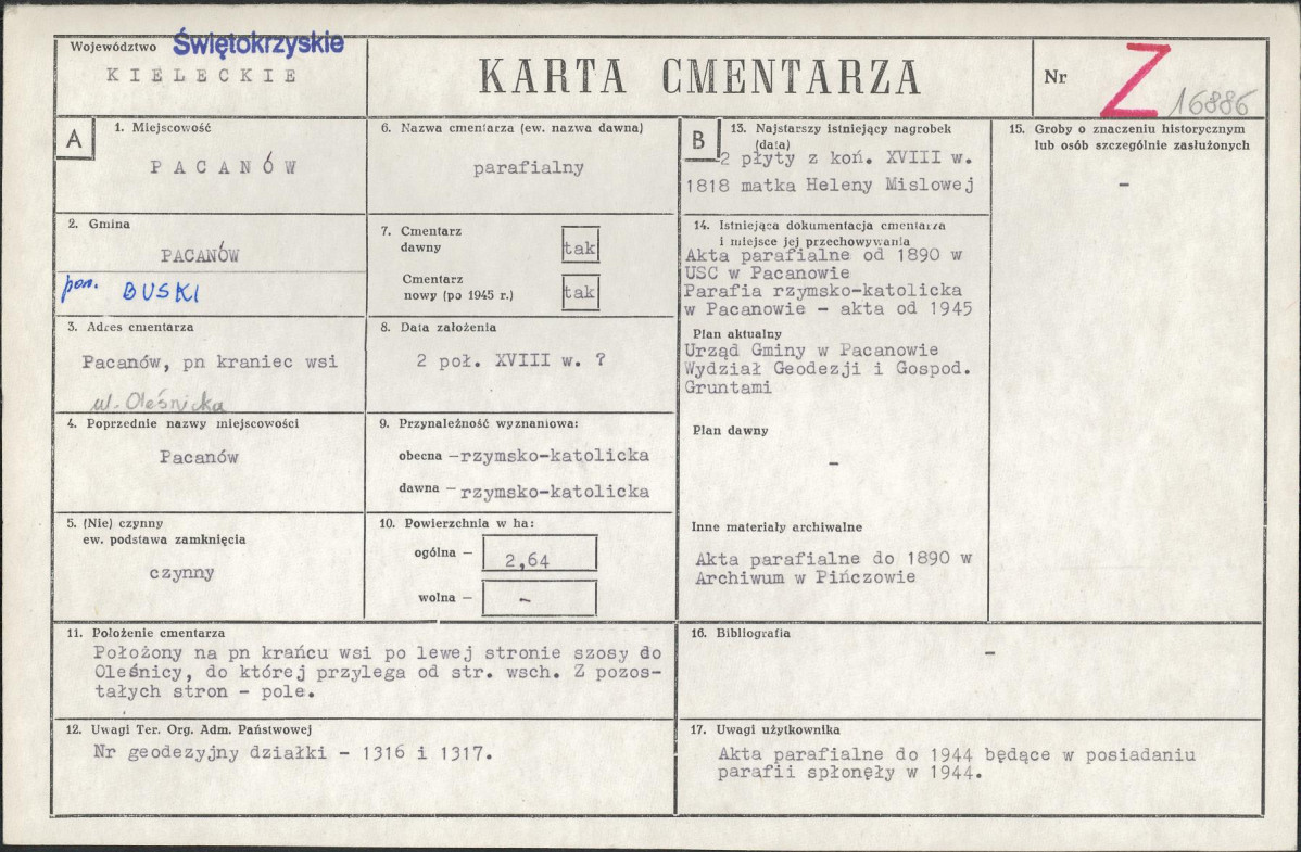 Karta cmentarza, skan nr 1