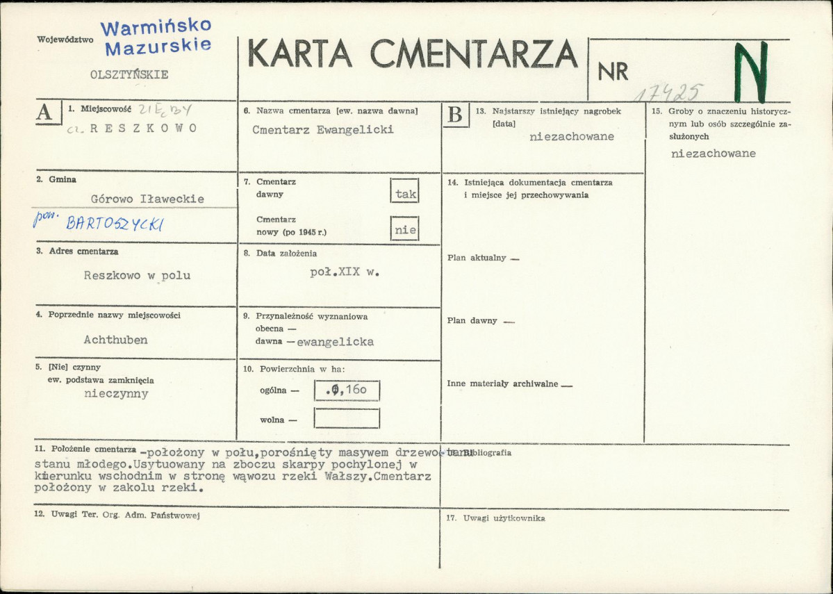 Karta cmentarza, skan nr 1