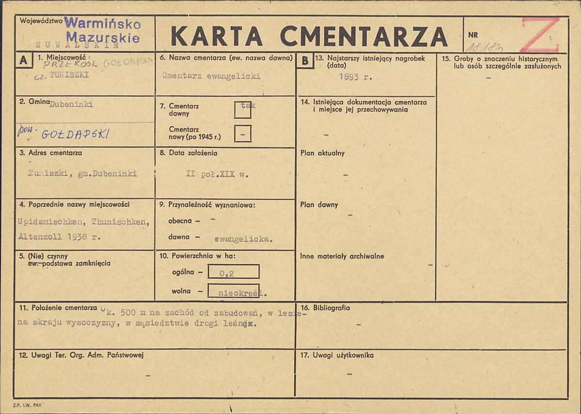 KC - Karta cmentarza, skan nr 1