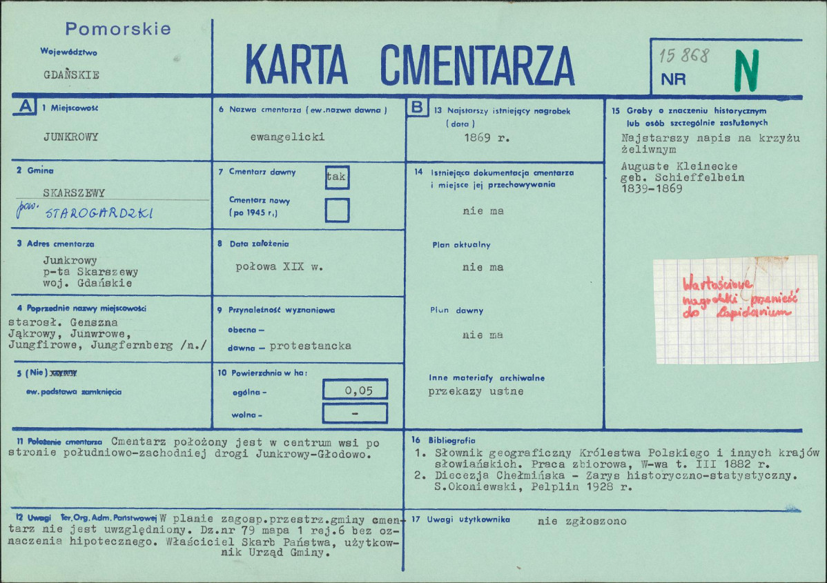 KC - Karta cmentarza, skan nr 1