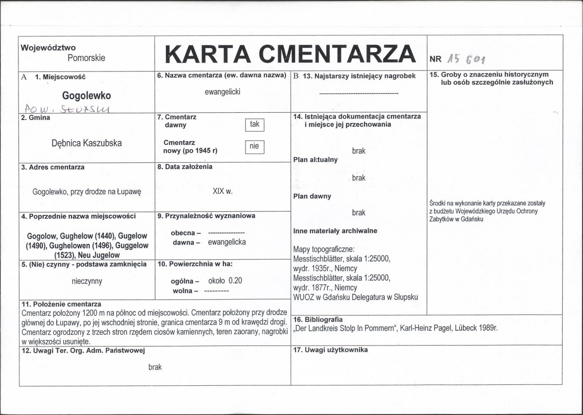 KC - Karta cmentarza, skan nr 1