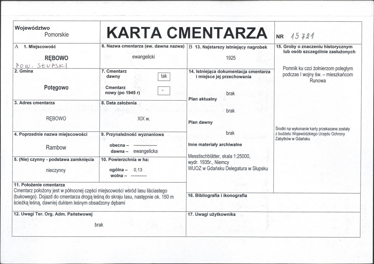 KC - Karta cmentarza, skan nr 1