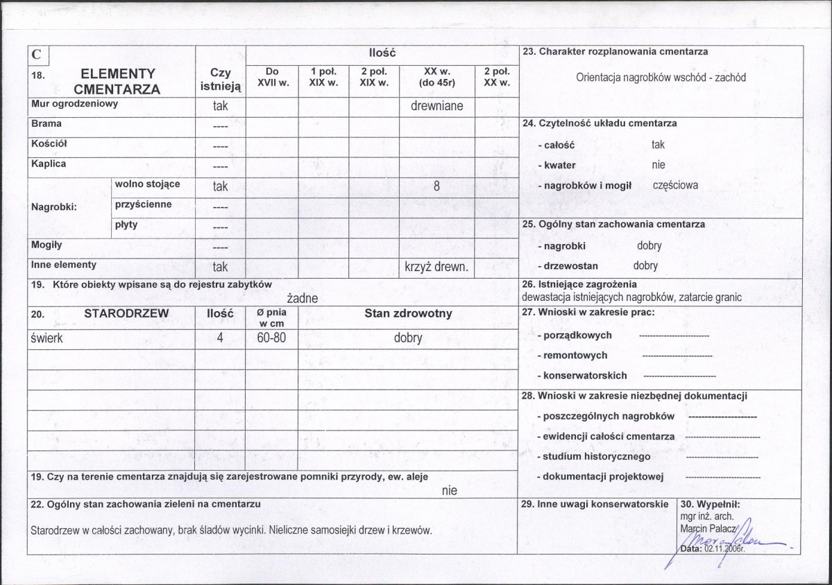 Karta cmentarza, skan nr 2