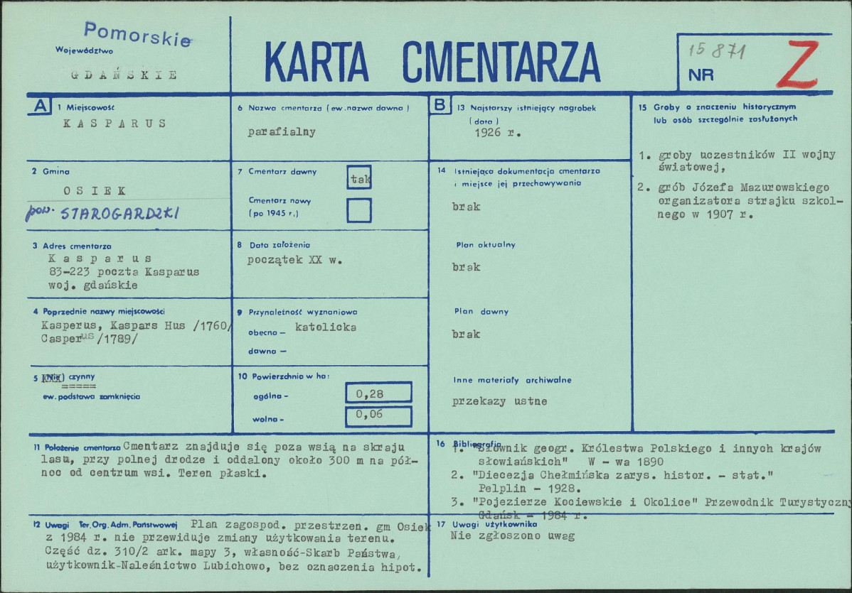 KC - Karta cmentarza, skan nr 1