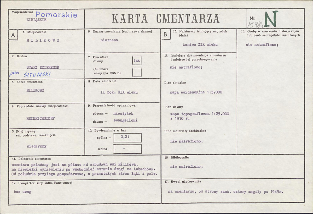 KC - Karta cmentarza, skan nr 1