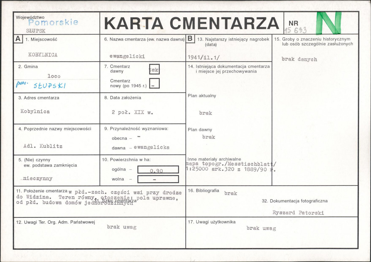 Karta cmentarza, skan nr 1