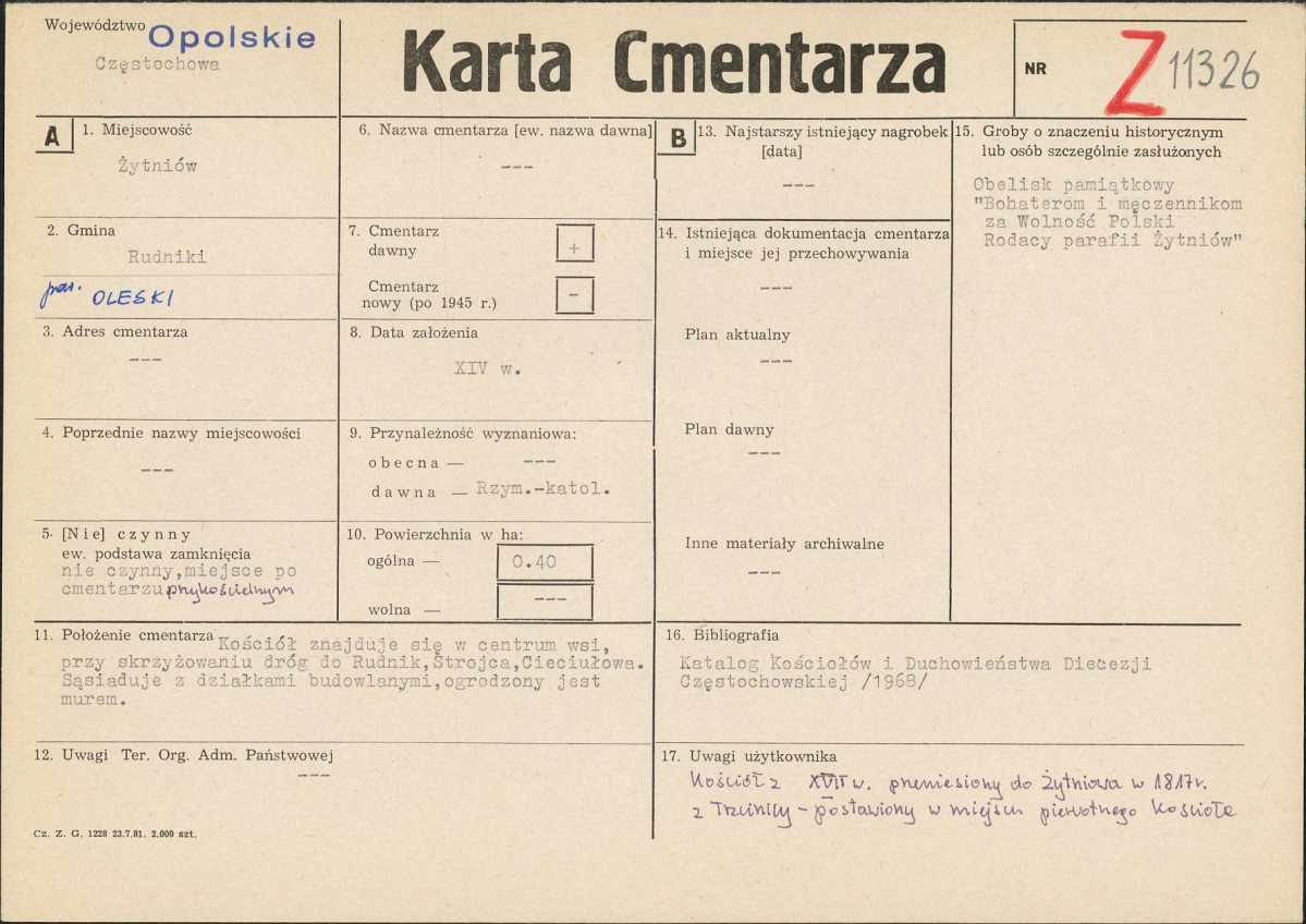 KC - Karta cmentarza, skan nr 1