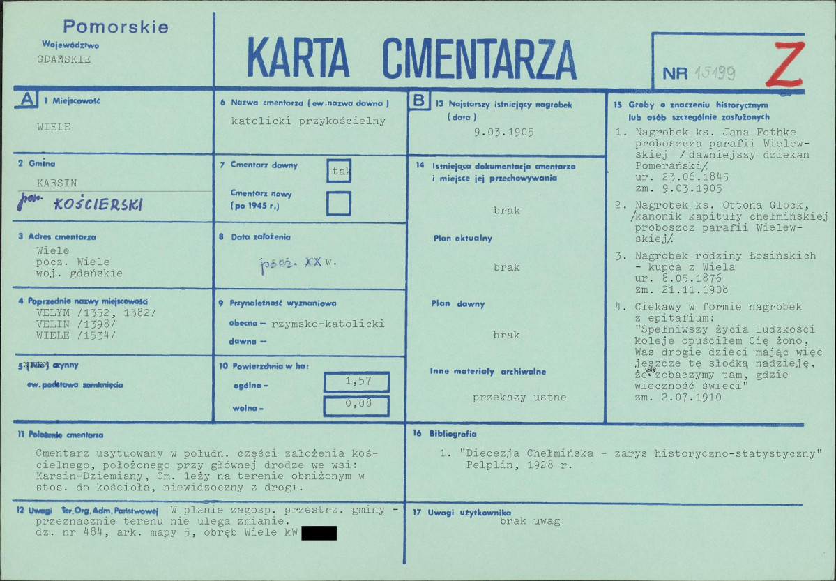KC - Karta cmentarza, skan nr 1