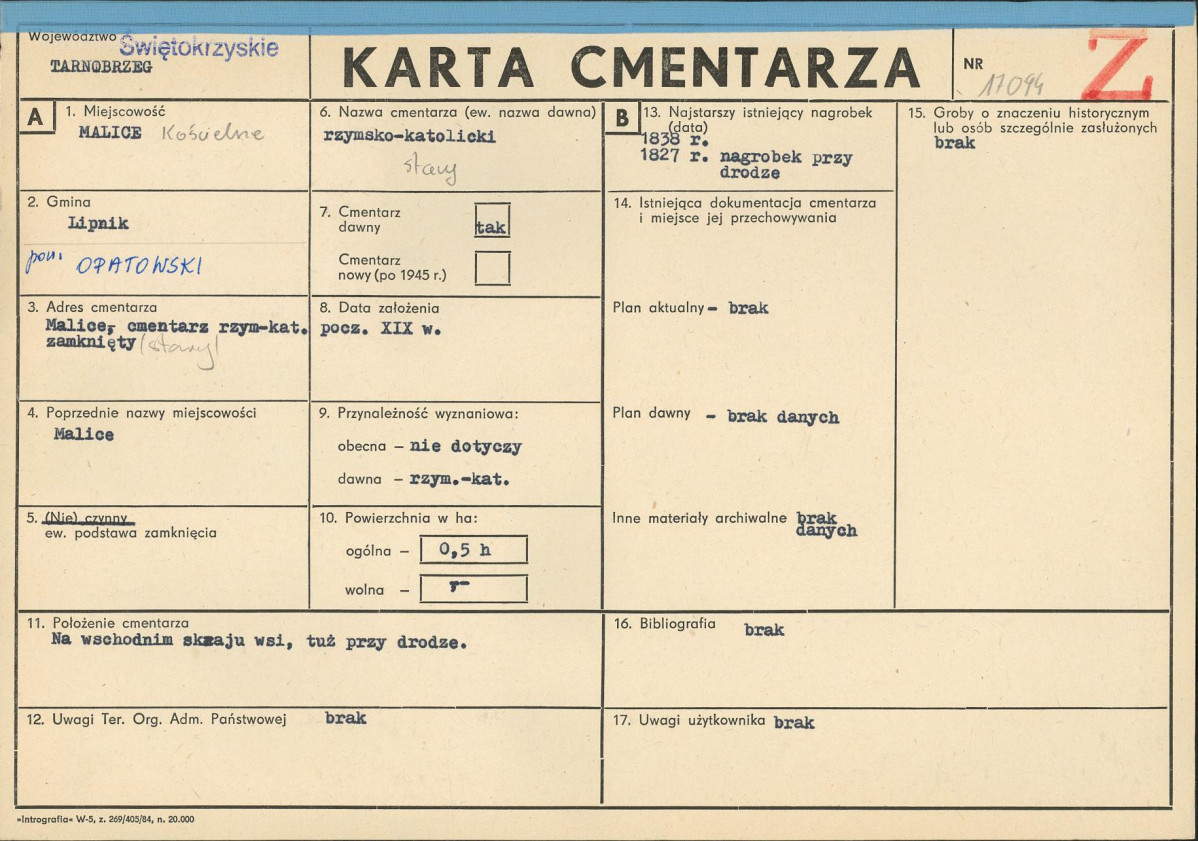 Karta cmentarza, skan nr 1