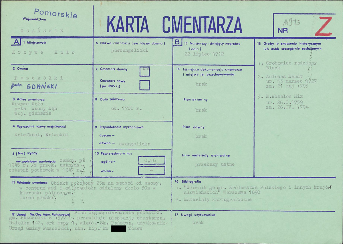 KC - Karta cmentarza, skan nr 1