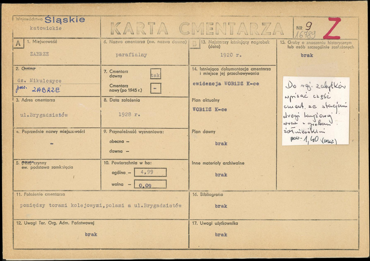 Karta cmentarza, skan nr 1