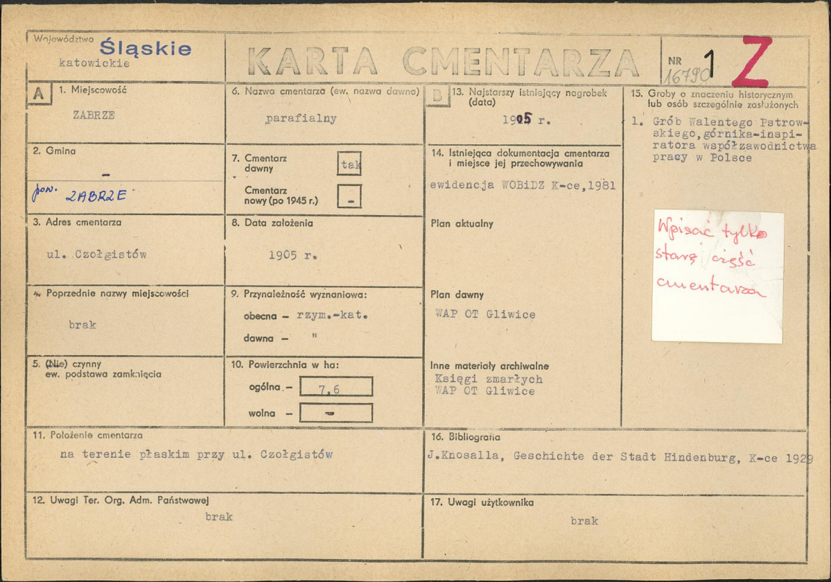 Karta cmentarza, skan nr 1