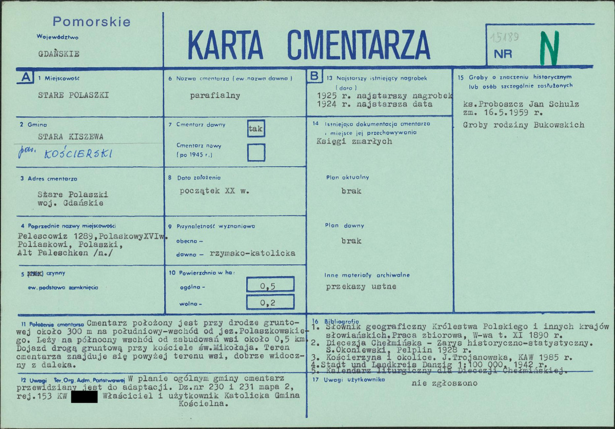 KC - Karta cmentarza, skan nr 1