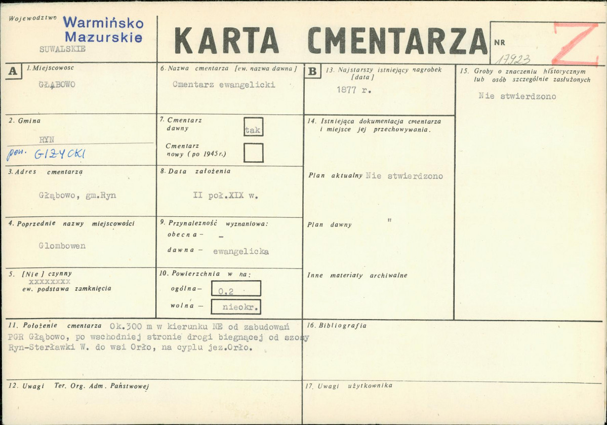 KC - Karta cmentarza, skan nr 1