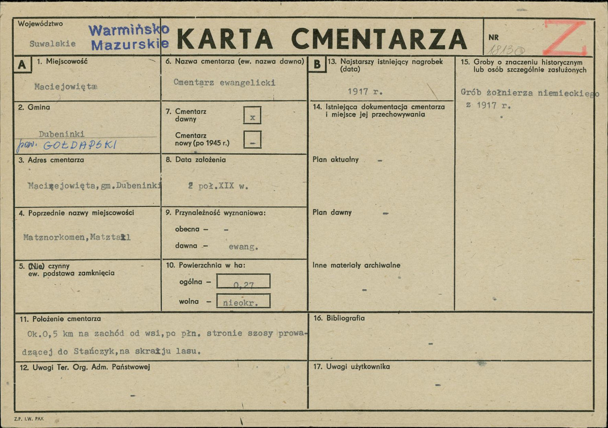 Karta cmentarza, skan nr 1