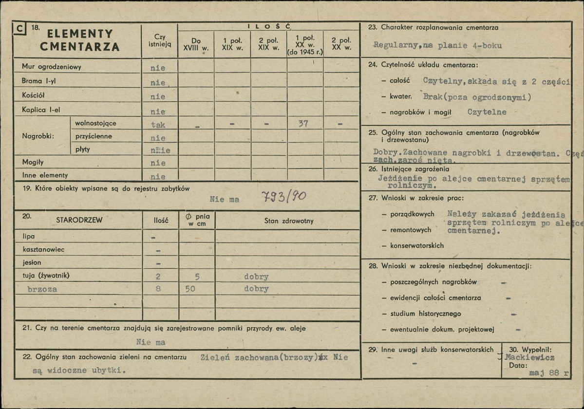 Karta cmentarza, skan nr 2