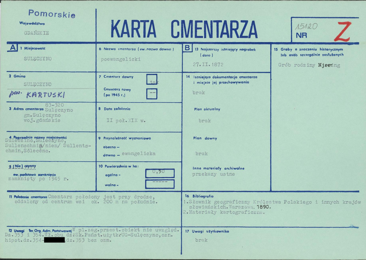 KC - Karta cmentarza, skan nr 1