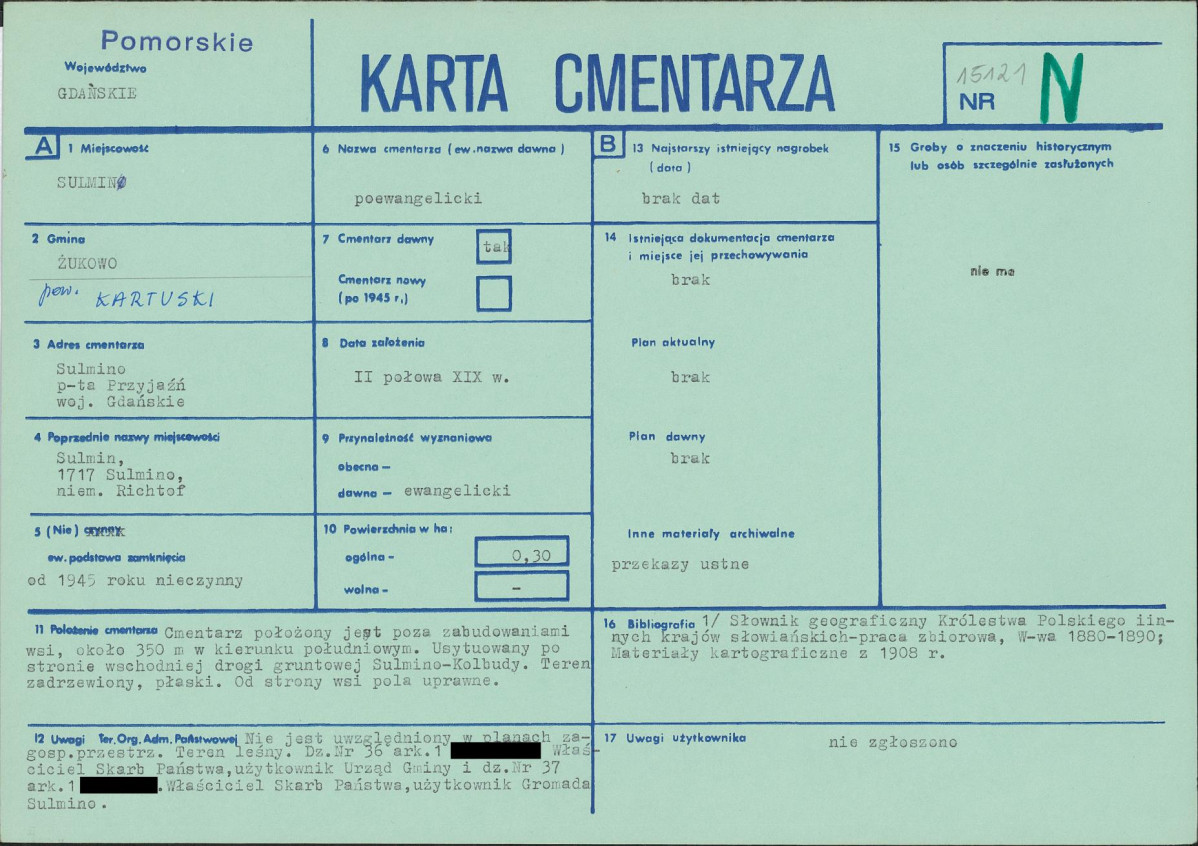 KC - Karta cmentarza, skan nr 1