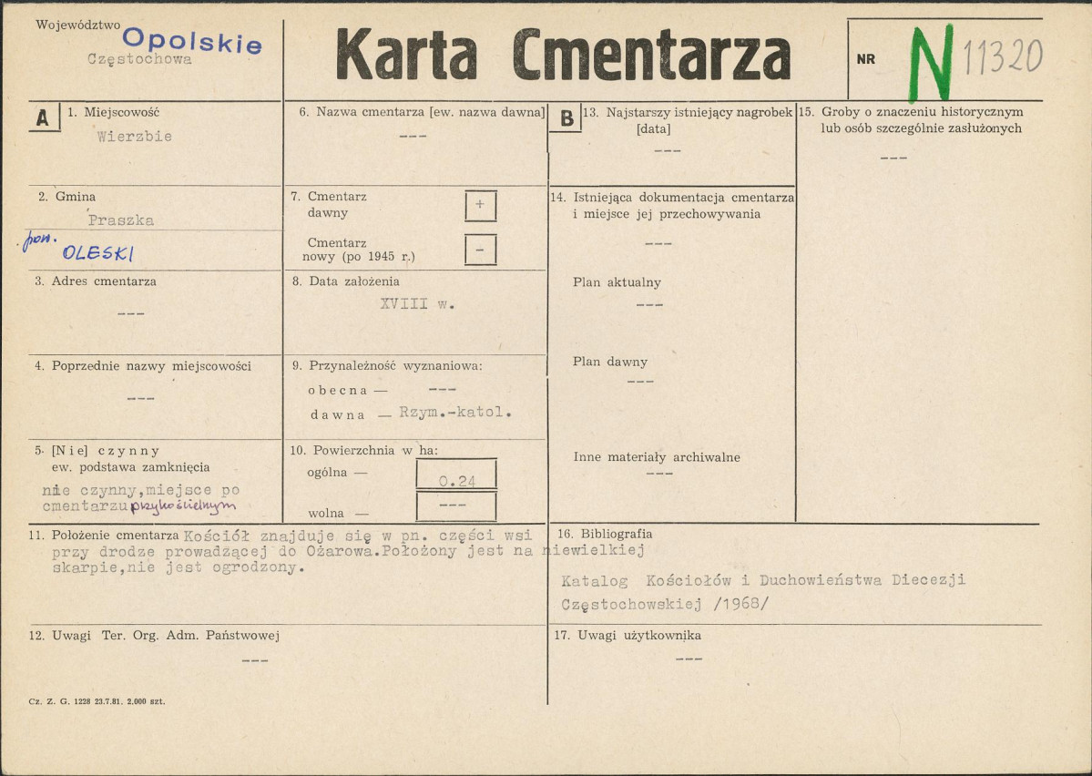 KC - Karta cmentarza, skan nr 1
