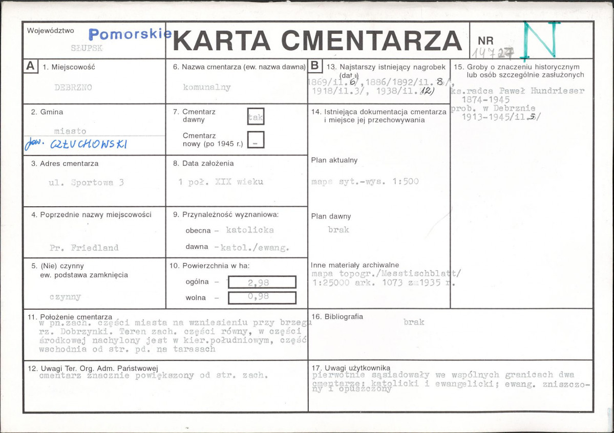 Karta cmentarza, skan nr 1