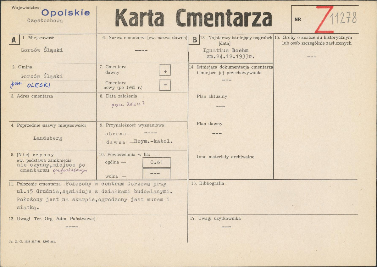 KC - Karta cmentarza, skan nr 1