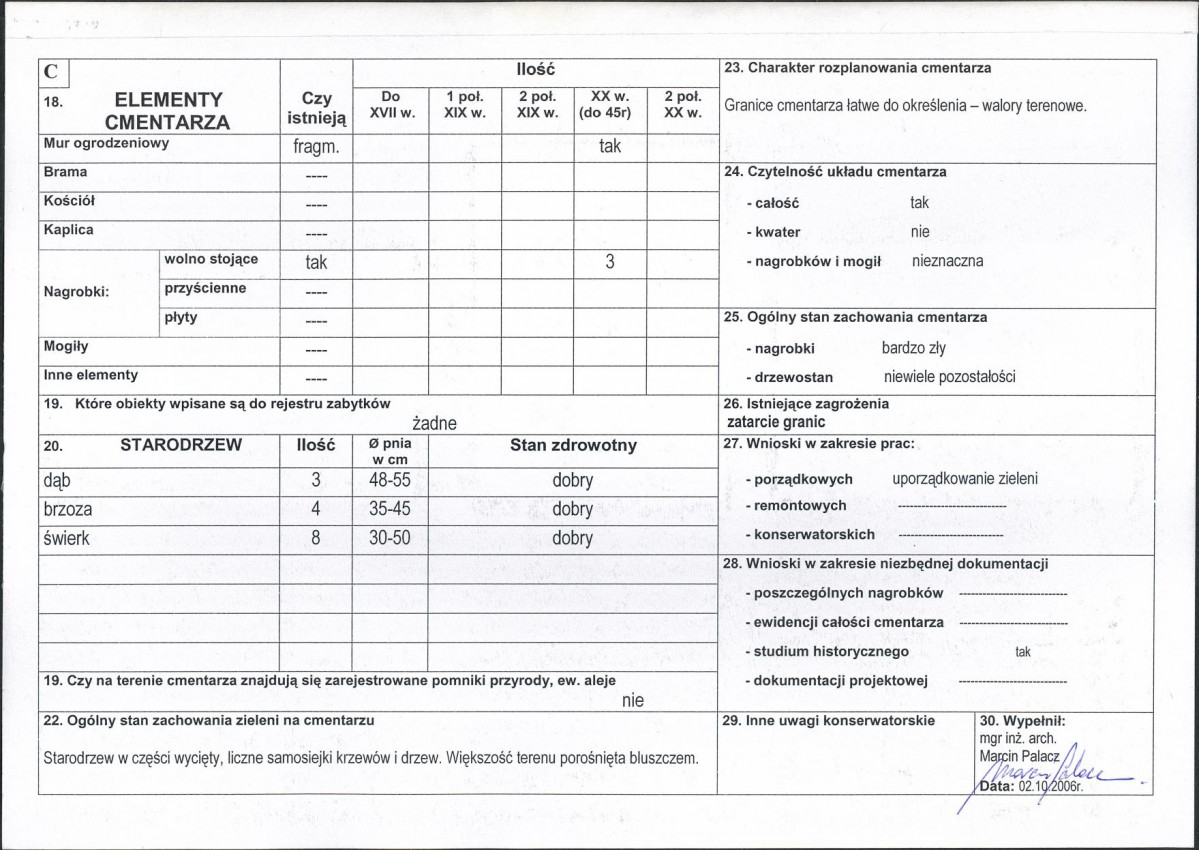 Karta cmentarza, skan nr 2