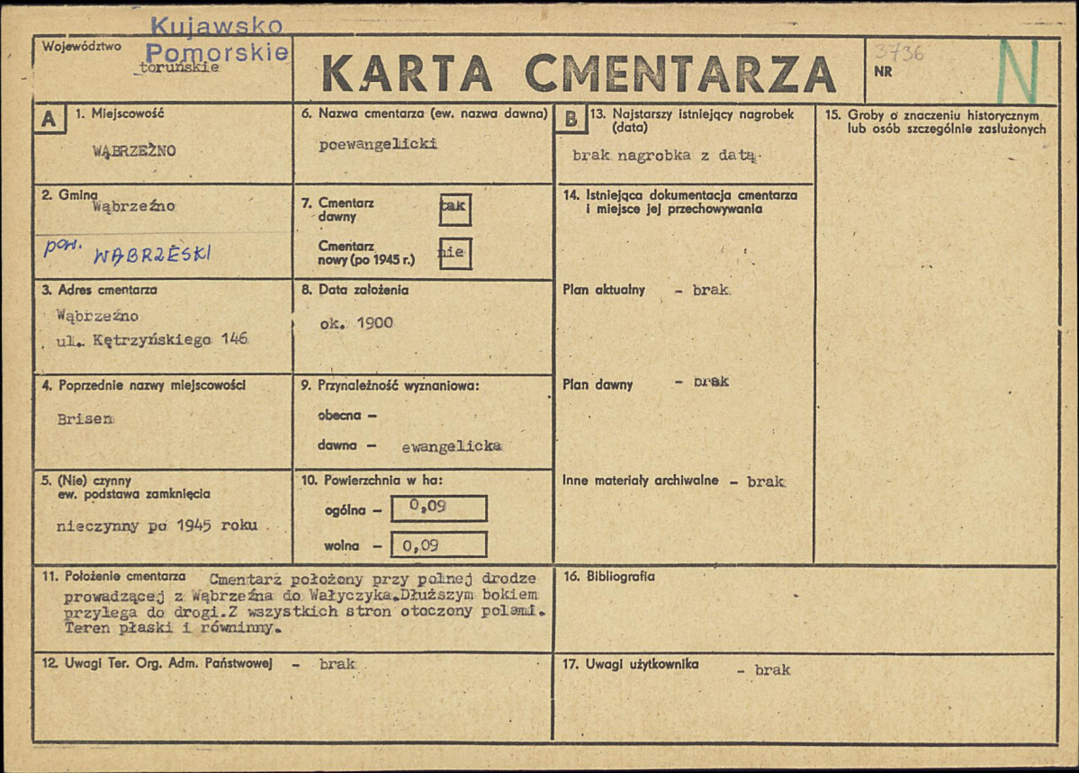 KC - Karta cmentarza, skan nr 1