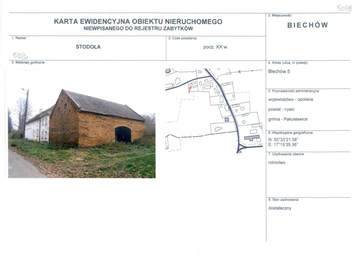 KEZN - Karta obiektu niewpisanego do rejestru, skan nr 1
