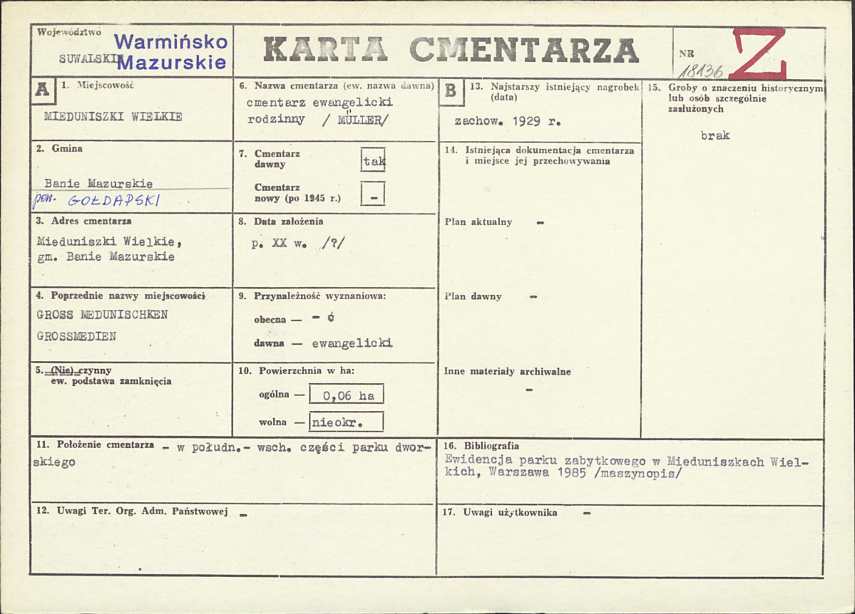 KC - Karta cmentarza, skan nr 1
