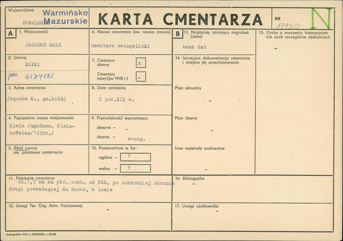 KC - Karta cmentarza, skan nr 1