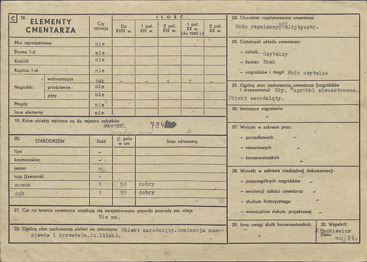 Karta cmentarza, skan nr 2