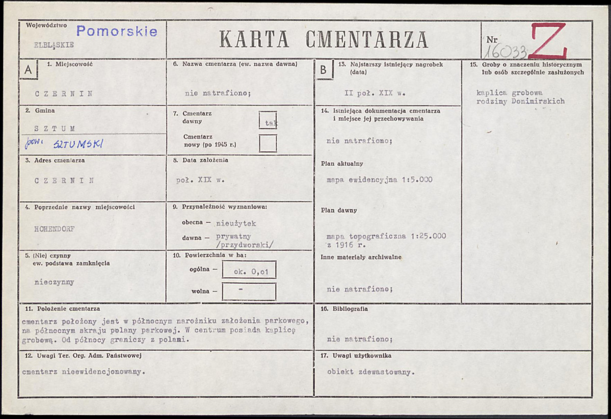 KC - Karta cmentarza, skan nr 1
