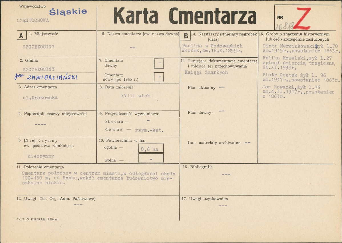 Karta cmentarza, skan nr 1