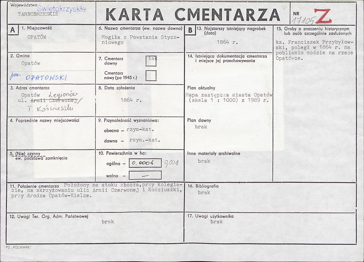 Karta cmentarza, skan nr 1