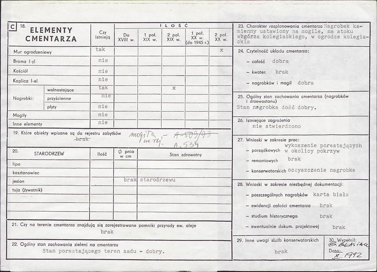Karta cmentarza, skan nr 2