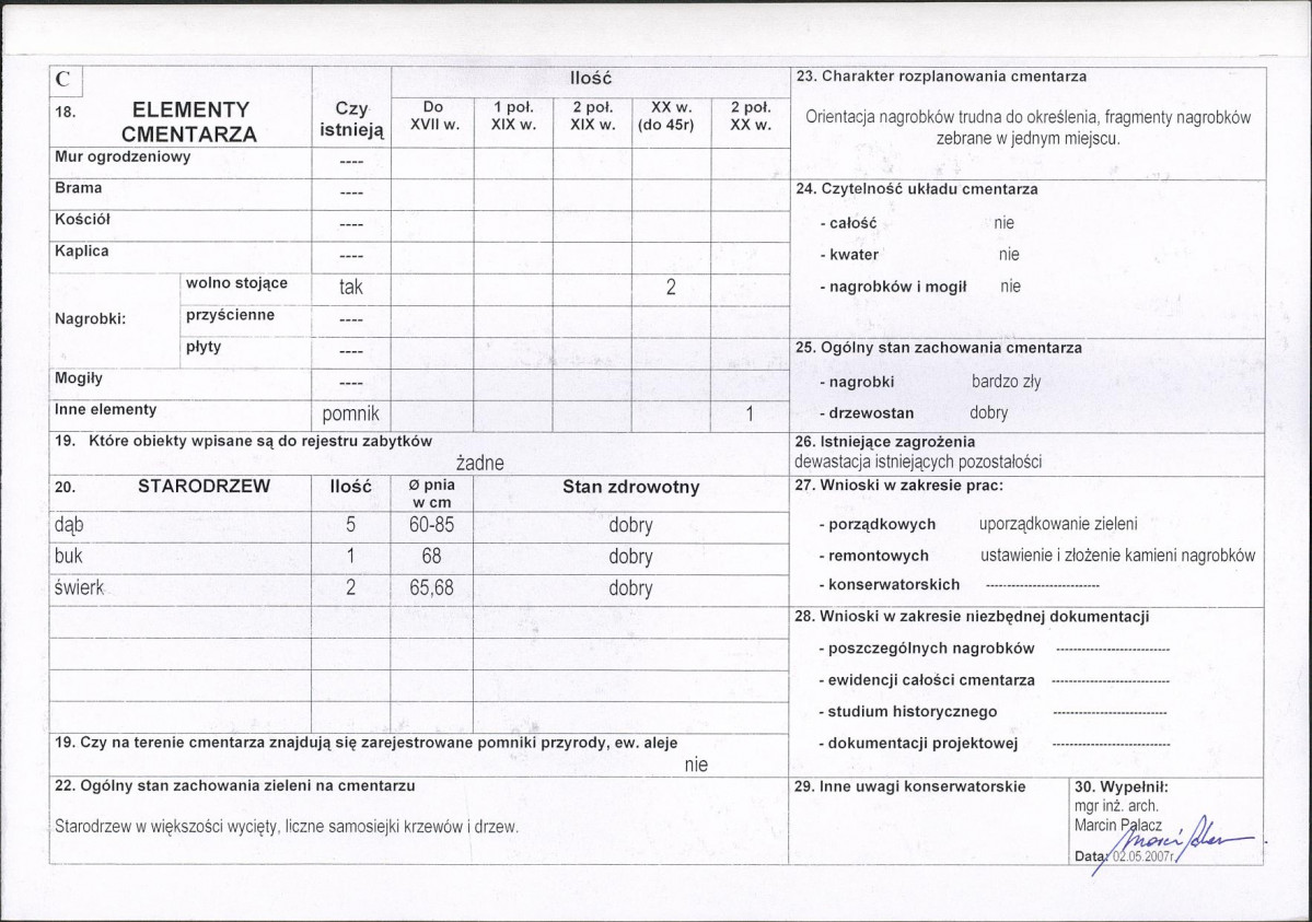 Karta cmentarza, skan nr 2
