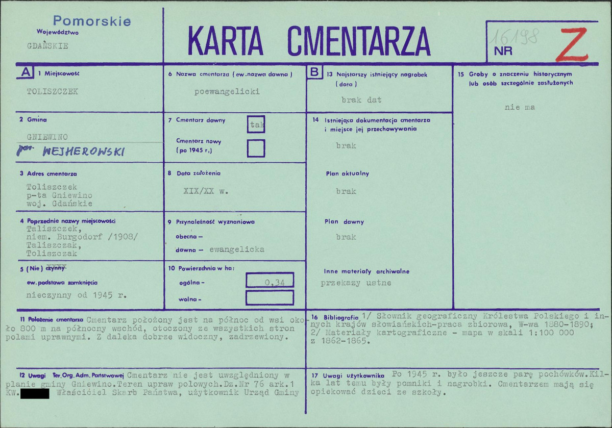 KC - Karta cmentarza, skan nr 1