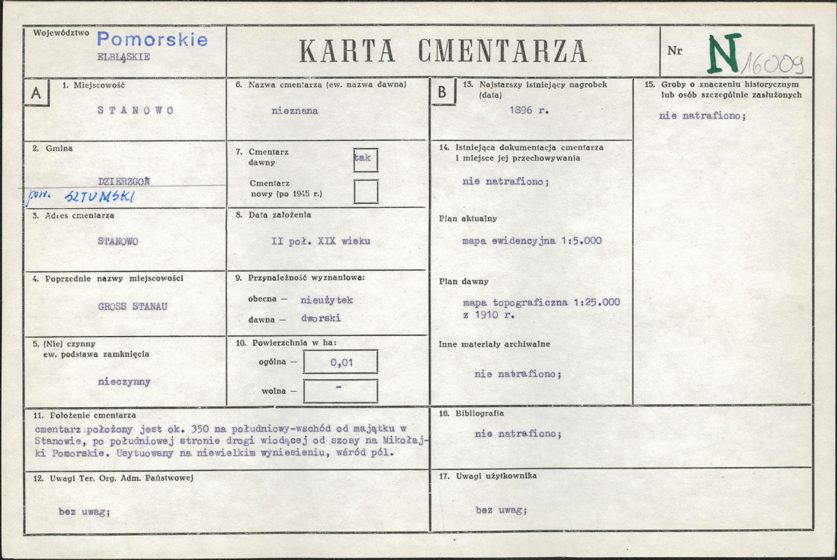 KC - Karta cmentarza, skan nr 1