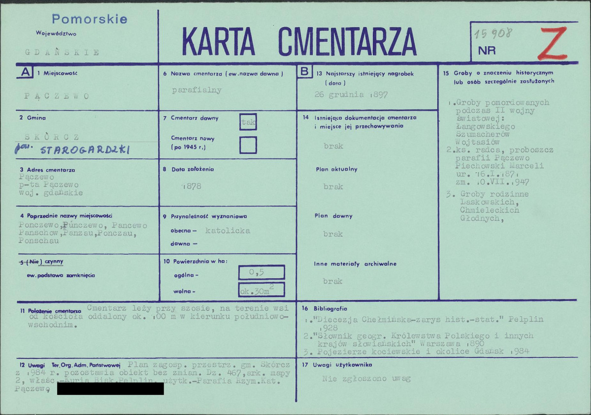 KC - Karta cmentarza, skan nr 1