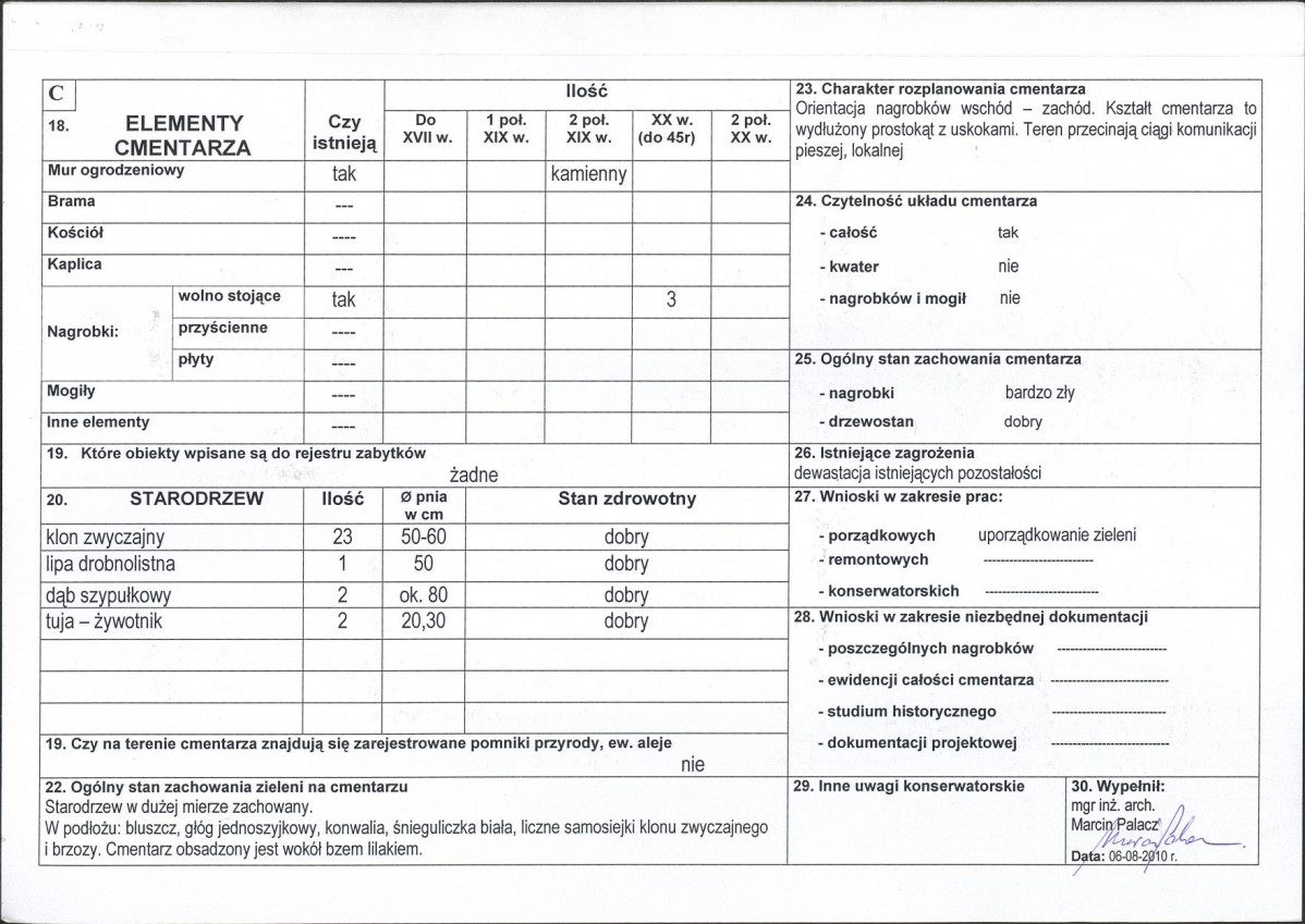 Karta cmentarza, skan nr 2