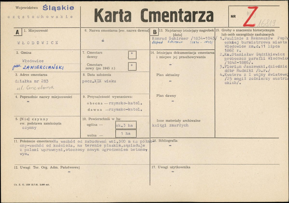 Karta cmentarza, skan nr 1
