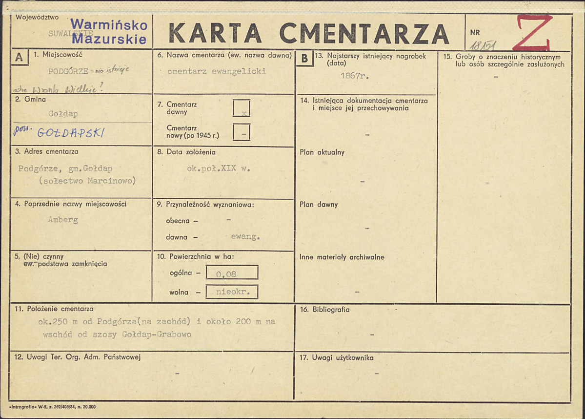 KC - Karta cmentarza, skan nr 1