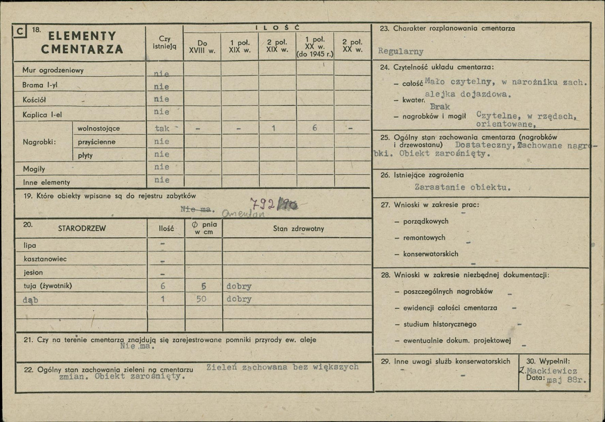 Karta cmentarza, skan nr 2