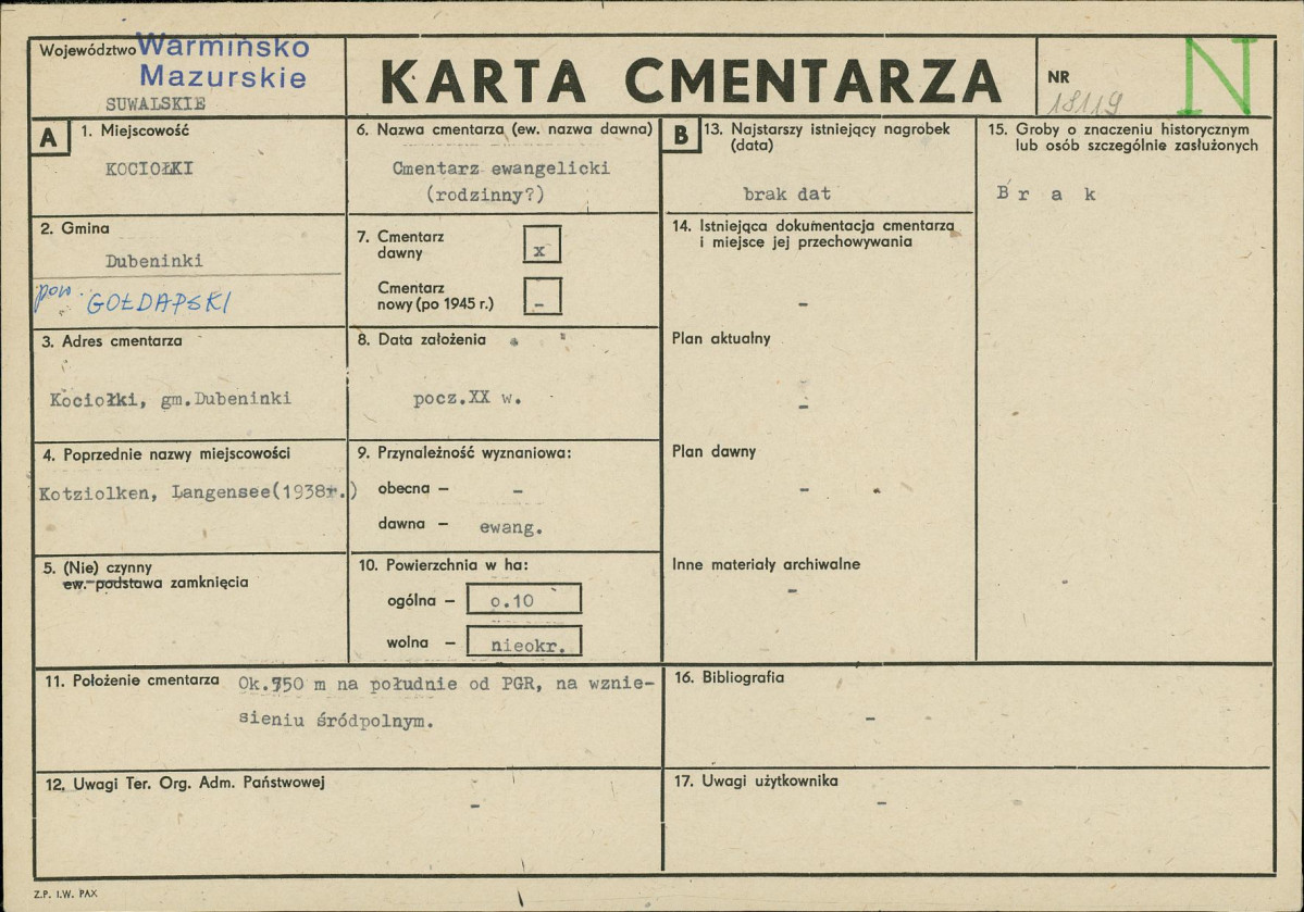 Karta cmentarza, skan nr 1