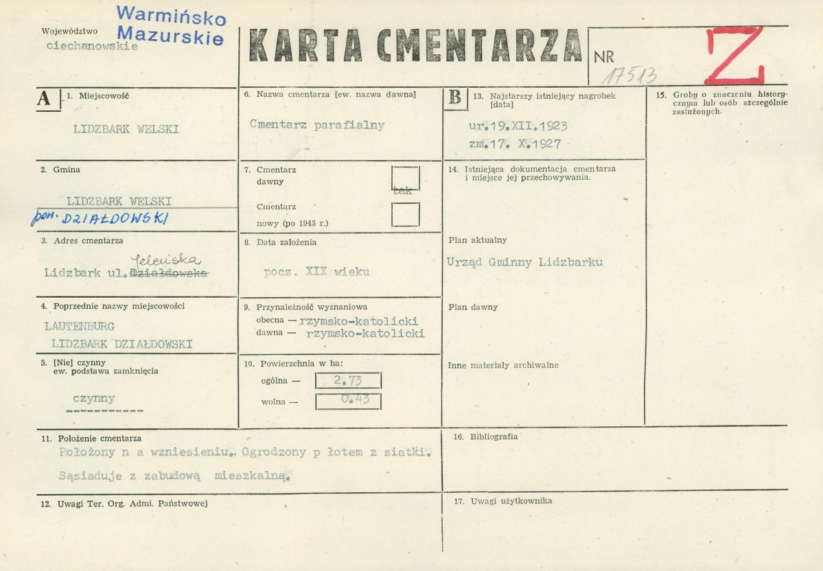 Karta cmentarza, skan nr 1