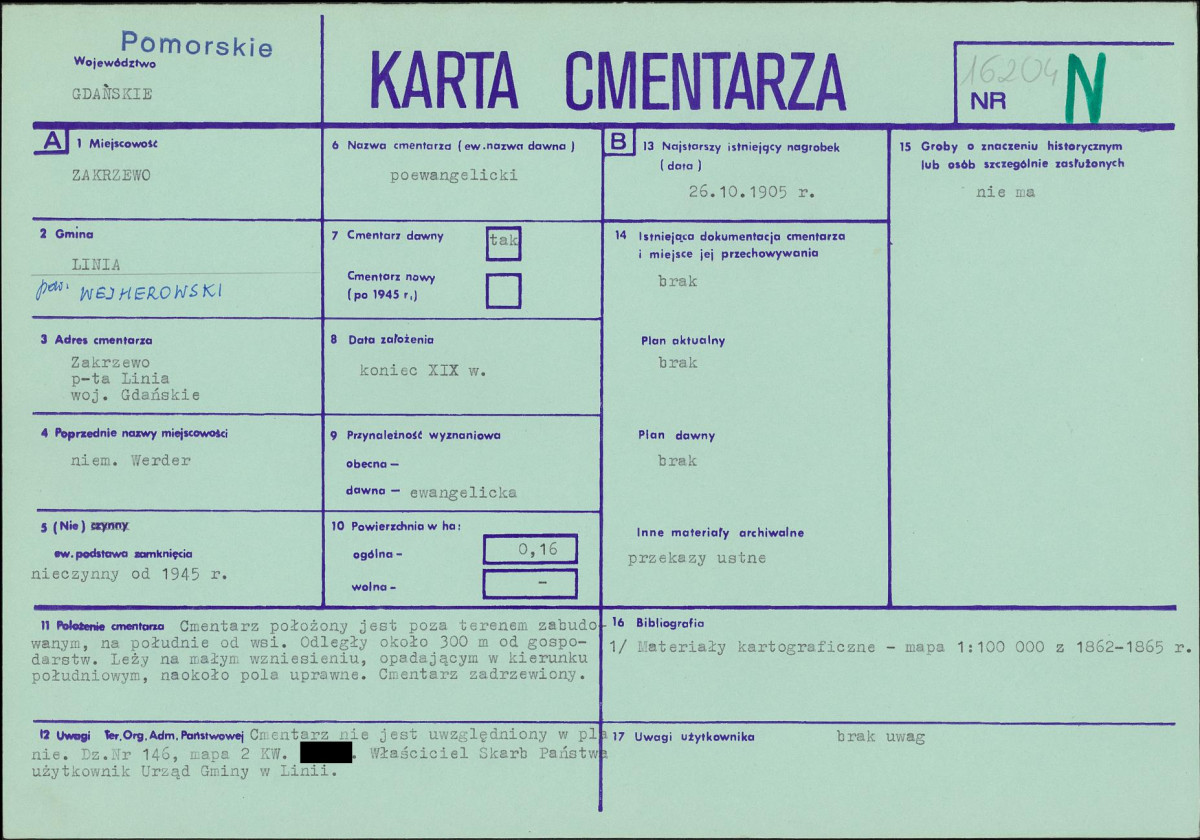 KC - Karta cmentarza, skan nr 1